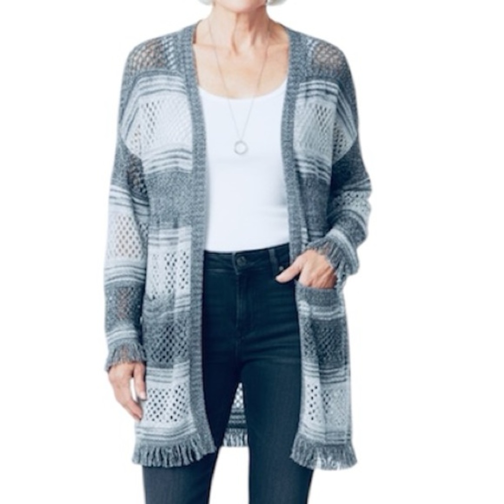 Open Cardigan crochet fringe - cotton